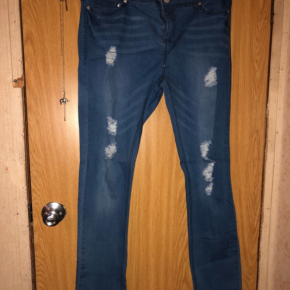 What About Me Distressed Dark Wash Skinny Jeans
